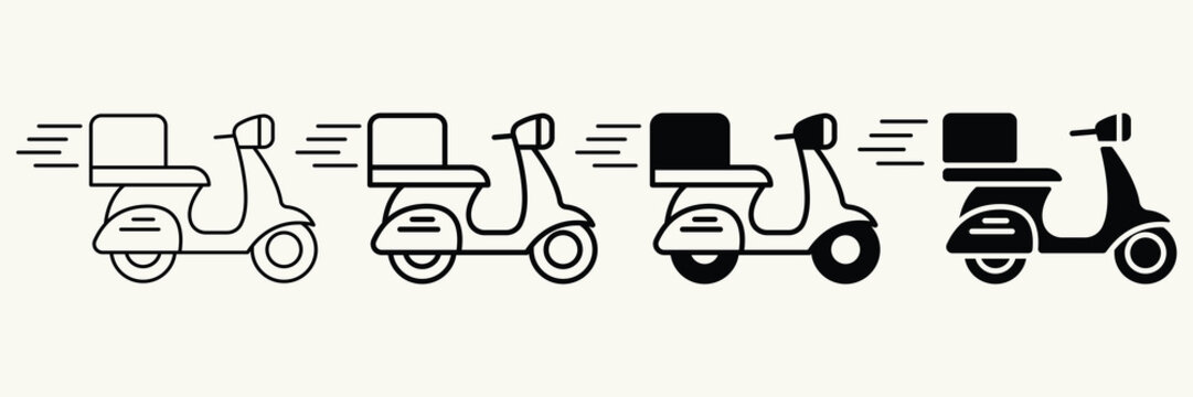 Delivery Scooter Icon Set