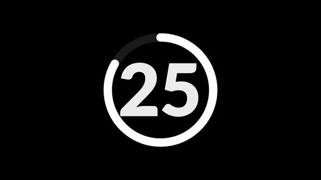 Digital 30 second countdown timer animation with modern numeric countdown on black background