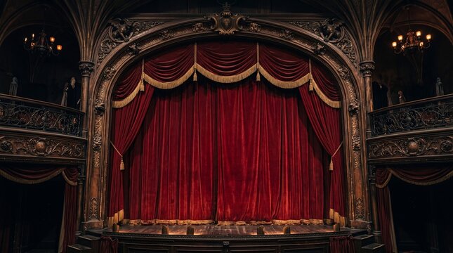 stage with red curtains