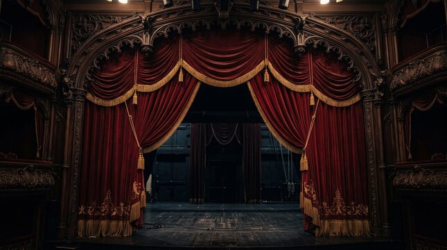 stage with red curtains