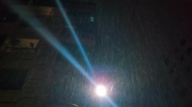 The rain drop in night light 