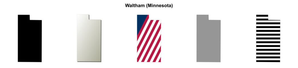 Fototapeta premium Waltham (Minnesota) blank outline map set