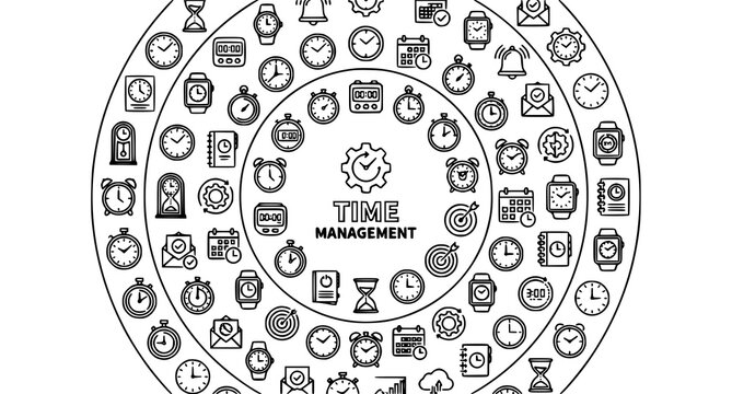 Modern time and schedule icon collection with clock calendar and reminder symbols vector set