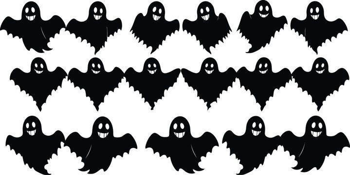 Smiling ghost silhouettes pattern for halloween designs