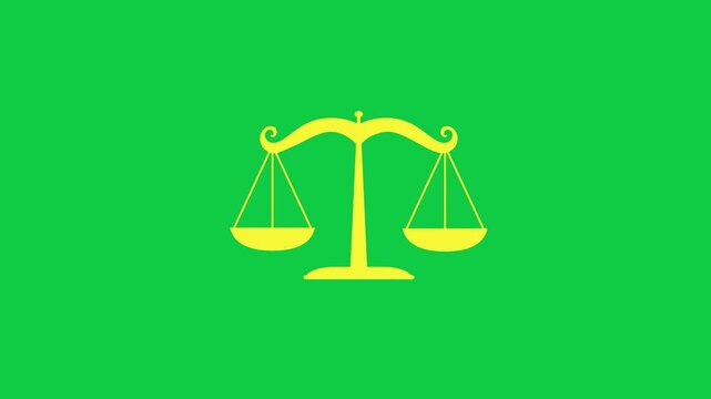 Justice Scale Icon Vector on Green Background &ndash; Legal Balance Symbol, Law and Judiciary Concept