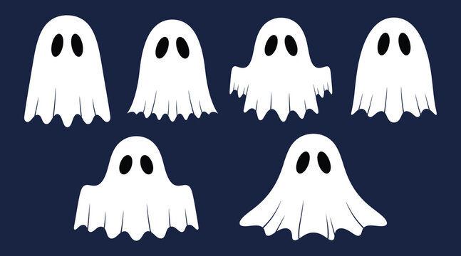 Halloween ghost silhouettes spooky white apparitions collection