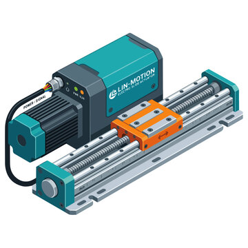 Isometric Linear Motion Slide Actuator Vector Illustration