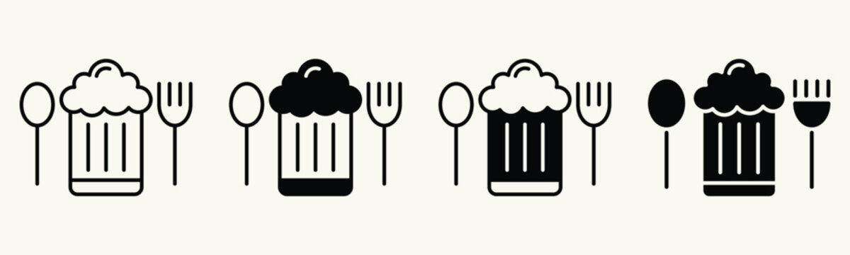 Beer Mug with Spoon and Fork Elements Collection