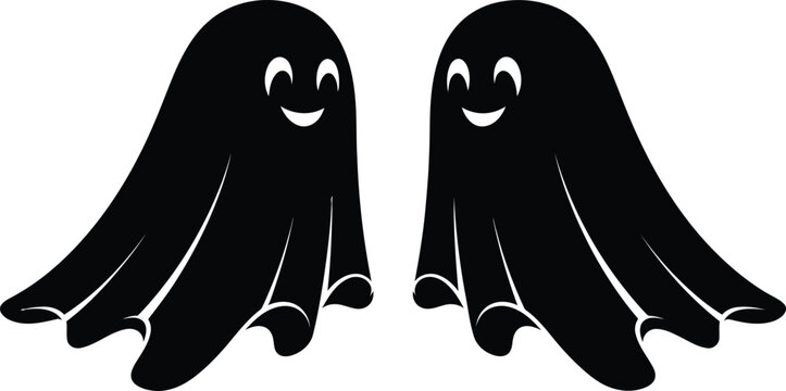 Two friendly ghost silhouettes with smiling faces