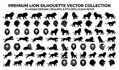 Lion Vector Silhouette Set Isolated Wildlife Collection © Jahangir