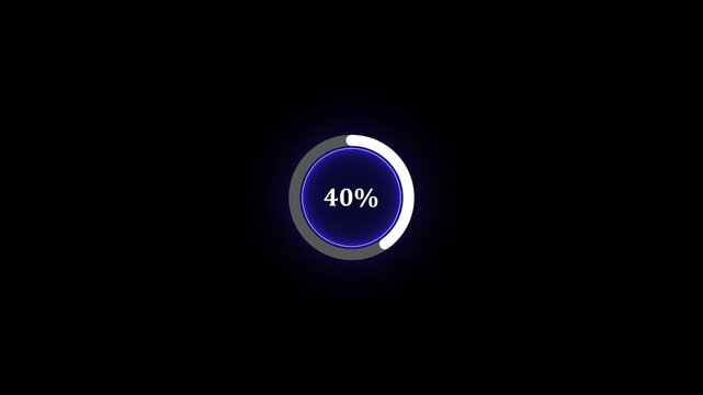 Half way digital processing motion graphic showing 50% status in dark blue. video graphics 25fps