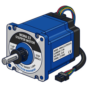 Nema 23 Stepper Motor Illustration with Wiring