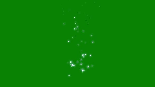 Fairy dust glitter trail animation, sparkling stars shine effect, white magic particle line, glowing twinkle burst transition, isolated chroma key green screen overlay, 4k