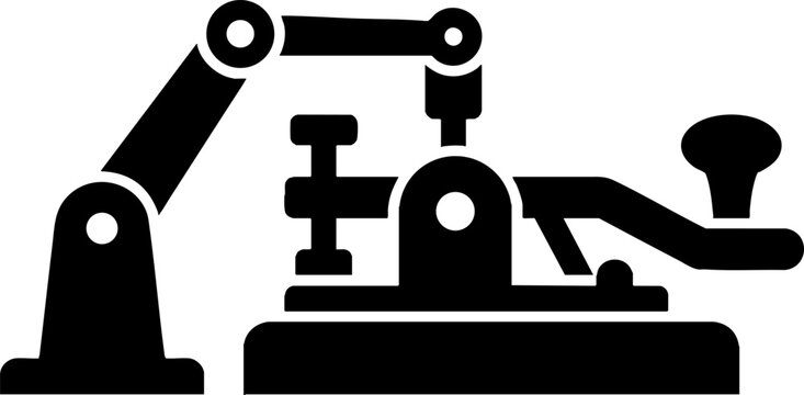 Robotic Arm with Telegraph Key Silhouette Icon