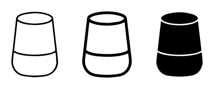 Smart speaker icons set, minimalist voice assistant vector, wireless home audio device symbols