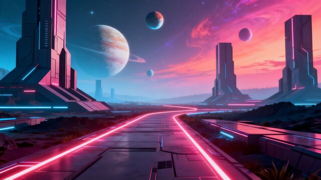 Futuristic scifi alien landscape