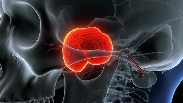 Pituitary Gland Beneath Transparent Skull Base for Endocrine Anatomy Education