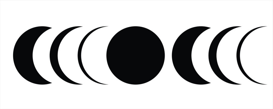 Moon phases flat icon illustration isolated on white background.eps10