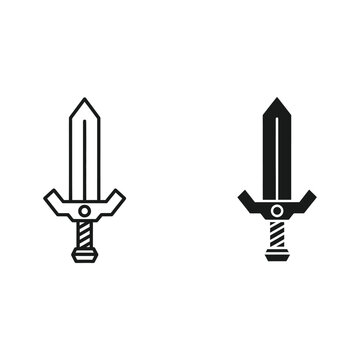Two medieval swords with intricate hilts and pommels, one with a spiral design