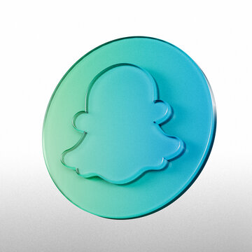 Blue snapchat logo icon on a circular coin shape