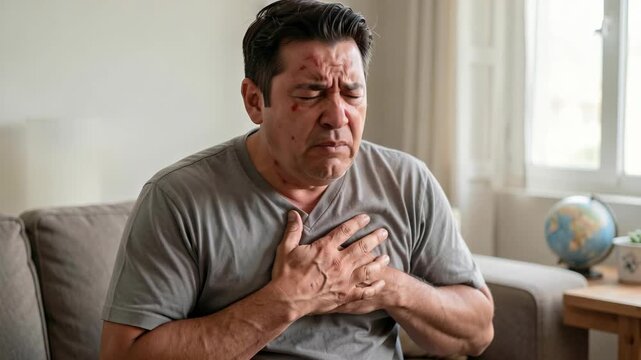 Man grimacing due to pain or discomfort
