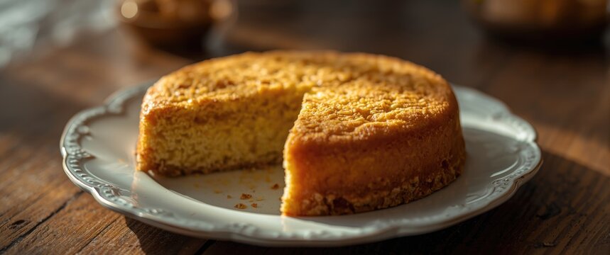 Portuguese toucinho do ceu cake featuring egg yolks and almond meal delicacy