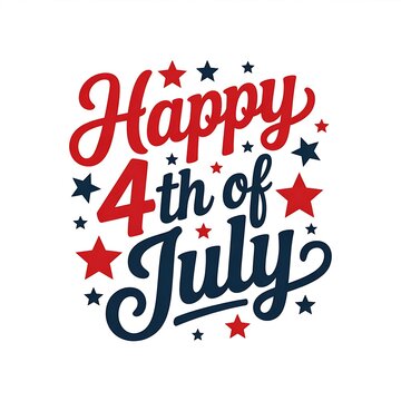 Happy 4th of july greeting with red blue stars