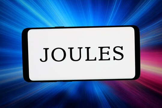 Stuttgart, Germany - 06-12-2026: In this photo illustration, the logo of British clothing company Joules is displayed on a smartphone in front of abstract background on computer screen.