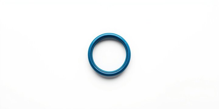 Rubber blue O-ring seal with sharp contrast on white background