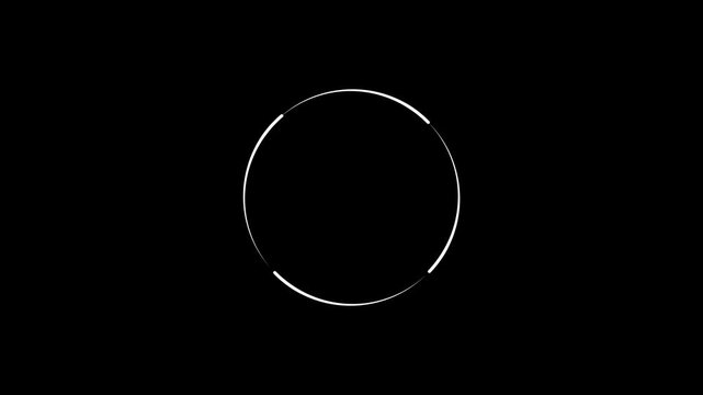 loading progress loading animation. White circle frame loading icon background retro style animation on black background. 4k video