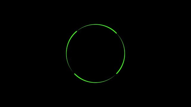 loading progress loading animation. Green circle frame loading icon background retro style animation on black background