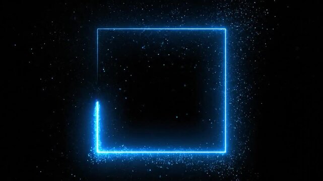 Growing Neon Border with Particle Animation on Black Background
