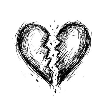 Vektor illustration eines gebrochenen Herzens, das Herzschmerz, Trennung, Trauer und emotionalen Schmerz symbolisiert, isoliert auf transparentem Hintergrund