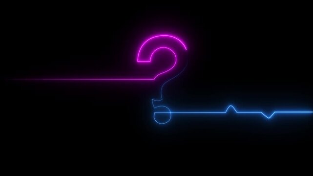 neon glowing loop Question mark sign Question mark icon asking icon animation. Motion graphics of neon question concept