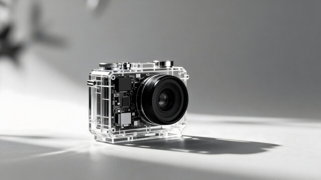 Transparent camera with exposed electronics