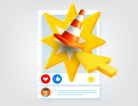 Social media is out of service concept. Vector 3d illustration