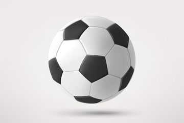 Naklejka premium Realistic leather soccer ball. 3d vector illustration