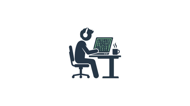 Programmer Working on Computer Code Icon