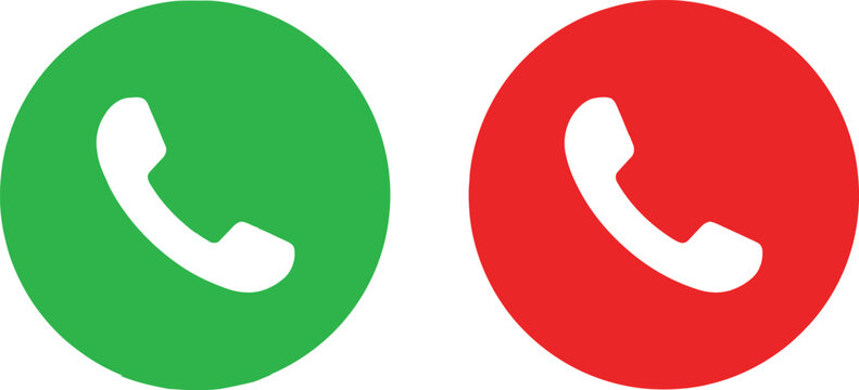 Green and red phone call buttons for answering and declining incoming mobile phone calls