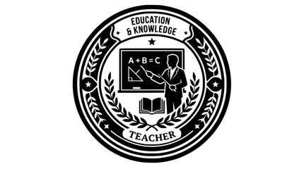 Education and knowledge teacher badge with blackboard icon. © changnut