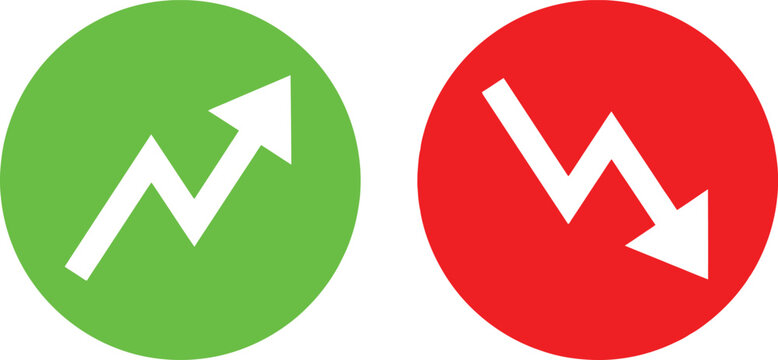 Green up arrow and red down arrow icons representing growth and decline
