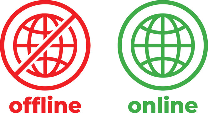 Online and offline globe icons with status labels