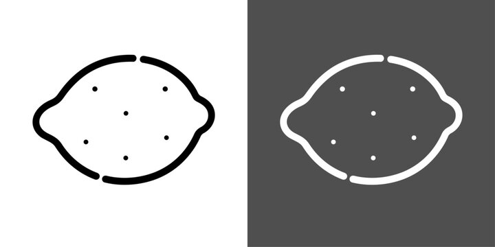 表皮に点があるレモンのモノクロベクターアイコン