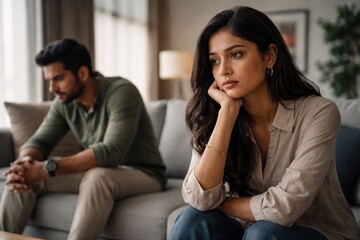 Fototapeta premium Couple experiencing emotional distance.