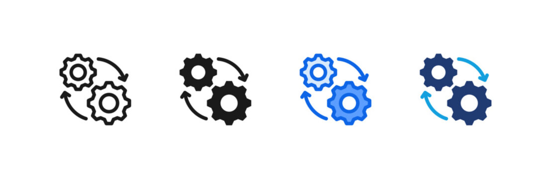 Integrations System Network Sync icon multiple style collection. Vector illustration.