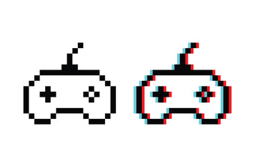 Game controller 8 bit vector icon for computer game, logo © veronchick84