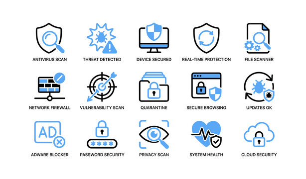 Antivirus and security feature icons arranged in grid
