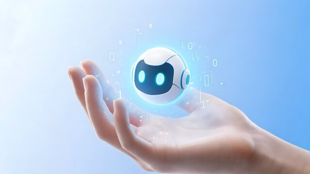 Hand holding a small robot