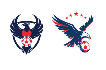 American eagle soccer mascot designs with stars and shield emblems © JELY