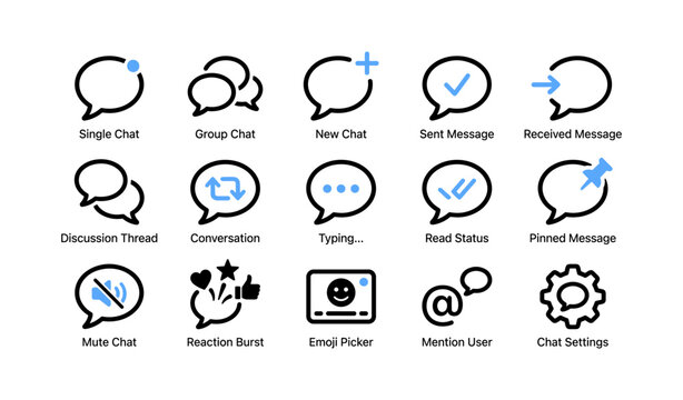 Chat icons showing messaging actions and conversation indicators